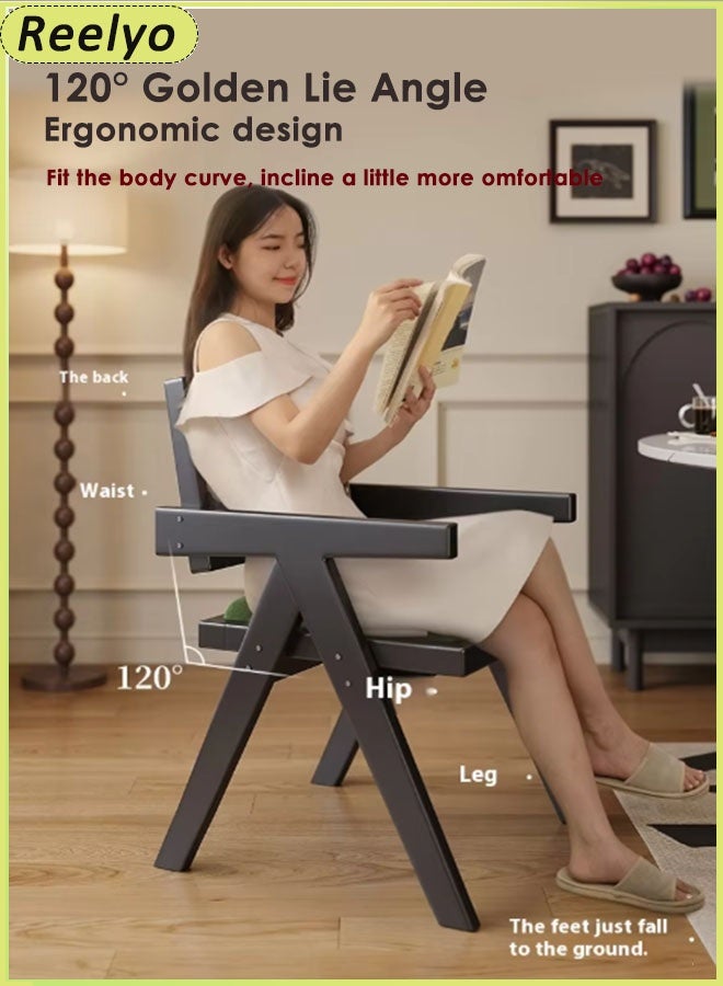 Reelyo Solid Wood Mid Century Modern Accent Chair Rubberwood Frame Armchair With French Style Rattan And Feather Patterns Velvet Backrest And Green Seat Cushions High-Density Foam Design Formaldehyde-Free Adhesive Perfect For Home Office Living Room And Dining Room / Cafes And Restaurants For Commercial Use, Brown - Image 3