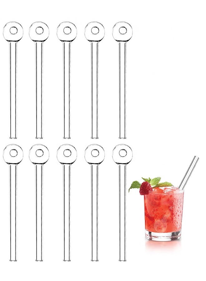 10 Pcs Glass Straws Shatter Resistant 20cm Short Reusable Glass Straw With Cleaning Brush Dishwasher Safe Bar Drinking Straws Perfect For Cocktail Smoothies Coffee Juice Clear（Transparent Color） - Image 1