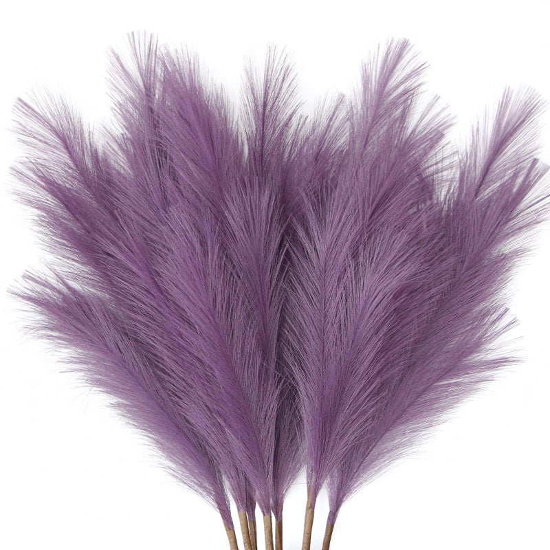 ZIFTY 7Pcs 3831FT Faux Pampas Grass Large Tall Fluffy Artificial Fake Flower Boho Decor Bulrush Reed Grass for Vase Filler Farmhouse Home Wedding Decor Purple