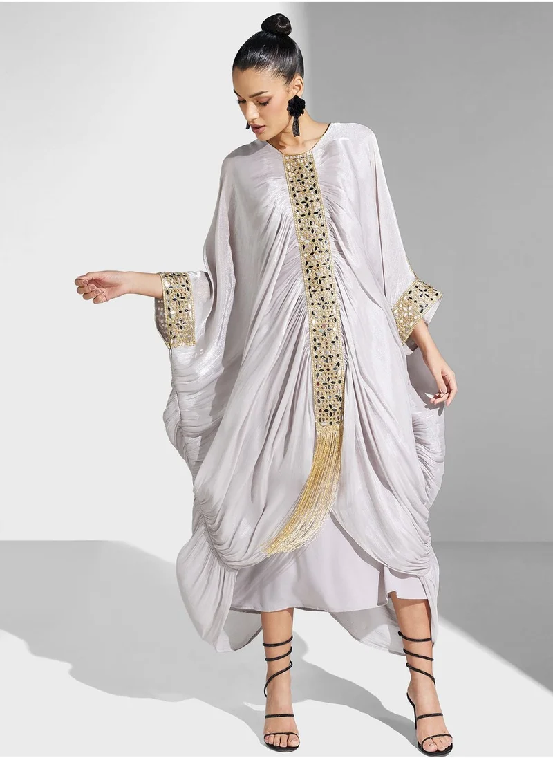 ياسر البيك Embellished Ruched Dress
