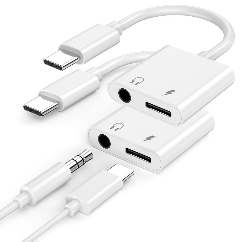 esbeecables [Apple MFi Certified] iPhone 17 16 15 Headphones Adapter, 2 Pack USB Type C to 3.5mm Aux Audio Headphone and Charger Dongle Adapter for iPhone 17 16 15 Pro Max, Galaxy S25 S24 S23, Pixel 9 8 7 - Image 1