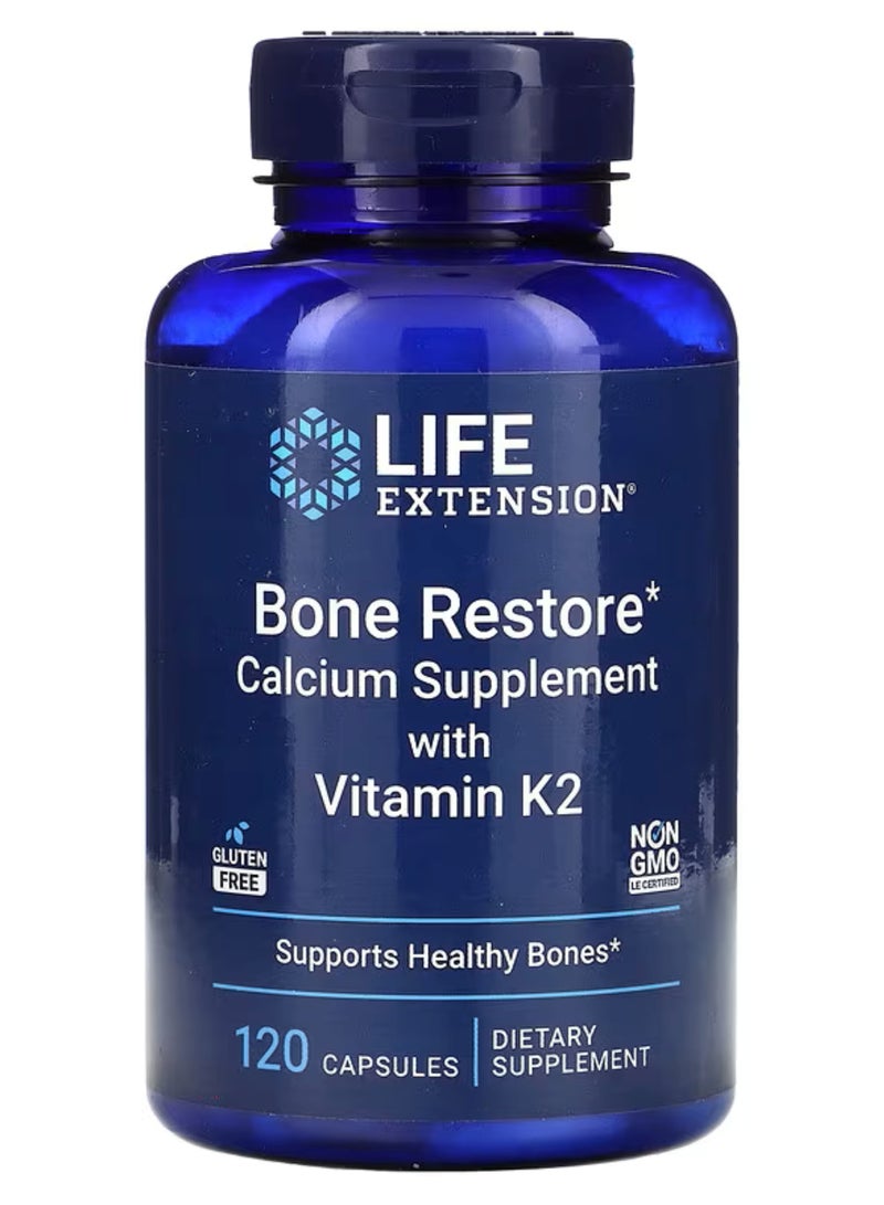 Bone Restore Calcium Supplement with Vitamin K2 120 Capsules