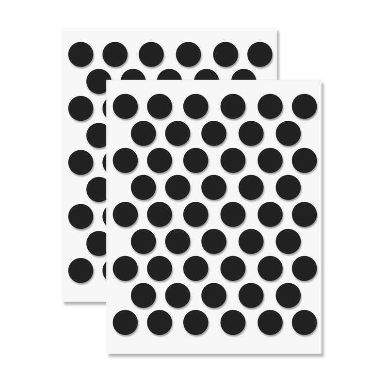 UNMAR Black Self-Adhesive Screw Hole Stickers - 100 Pcs. 0.55 Inch / 14 Mm Peel Stick Dust Proof Tape, Water Resistance Pvc Caps For Wood Cabinets, Furniture, Drawer, Wardrobe, Kitchen, Table - Image 1