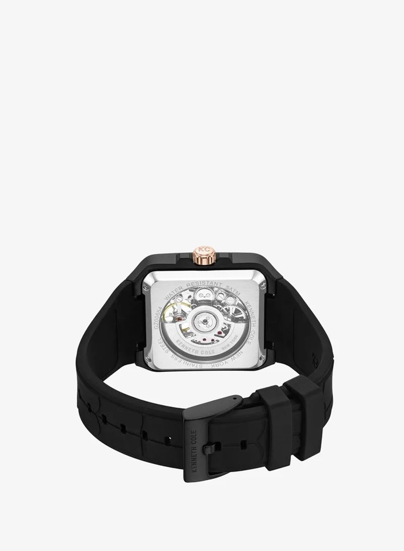 Kenneth Cole New York black Gotham Men's 41.5mm Automatic Watch with Gunmetal Dial & Black Silicone Strap for Men | Best Price UAE