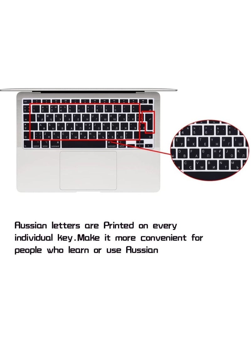 أمم غطاء لوحة مفاتيح اللغة الروسية لجهاز MacBook Air 13 بوصة 2020 مع معرف اللمس طراز A2179 و A2337 M1 رقاقة تخطيط المملكة المتحدة / الاتحاد الأوروبي ET غطاء لوحة مفاتيح رفيع للغاية من السيليكون - Image 4