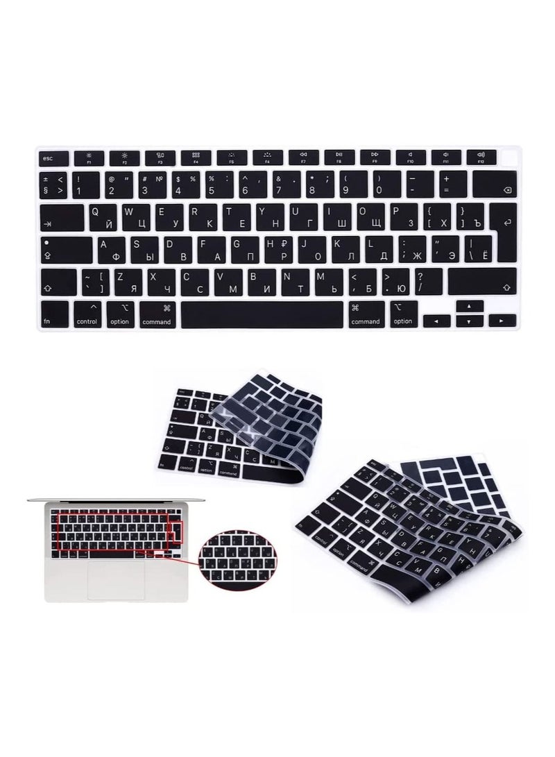 أمم غطاء لوحة مفاتيح اللغة الروسية لجهاز MacBook Air 13 بوصة 2020 مع معرف اللمس طراز A2179 و A2337 M1 رقاقة تخطيط المملكة المتحدة / الاتحاد الأوروبي ET غطاء لوحة مفاتيح رفيع للغاية من السيليكون - Image 1