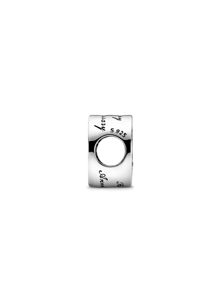 PANDORA PANDORA Happy Anniversary Silver Charm With Clear Cubic Zirconia