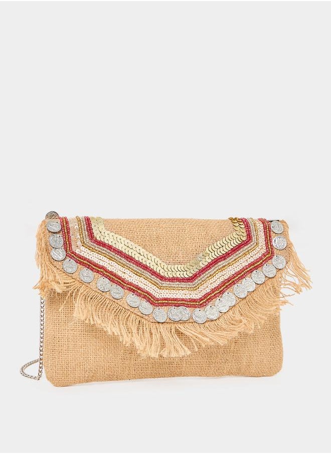 Styli Embellished Fringe Detailed Crossbody Bag  - Image 1