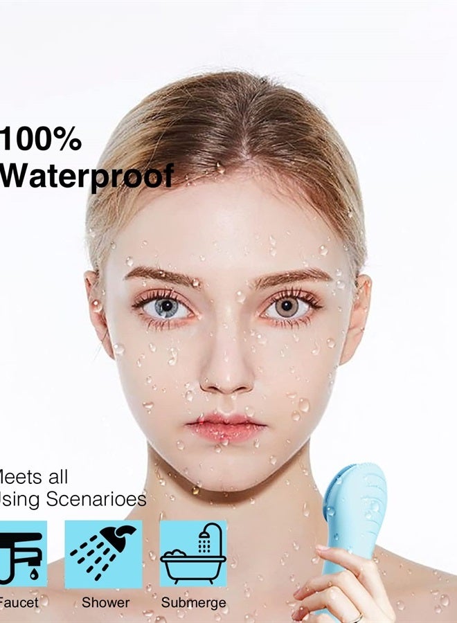 NågraCoola Face Scrubber, NågraCoola CLIE Facial Cleansing Brush, Waterproof and Rechargeable Face Scrub Brush for Men & Women, Cleansing, Exfoliating and Massaging, Electric Face Wash Brush - Light Blue - Image 1