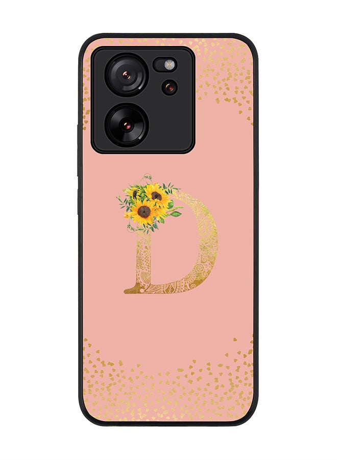 Stylizedd Case for Xiaomi 13T / Xiaomi 13T Pro, Slim fit Flexible Cover Custom Monogram Initial Letter Floral Mandala Pattern Alphabet - D (Rose Pink) - Image 1