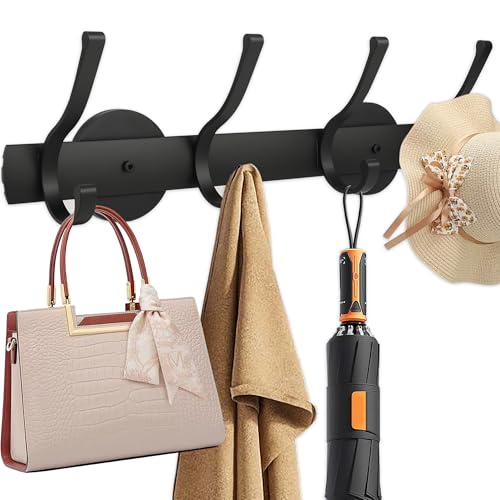 Haikole Magnetic Coat Hooks Heavy Duty - Scratch-Free Metal Cabinet Hook,4-Hook Strong Rubber Magnetic Hanger for Refrigerator,Metal Cabinet,Hanging Coat, Towel, Bag, Backpack (Black 1PCS) - Image 5