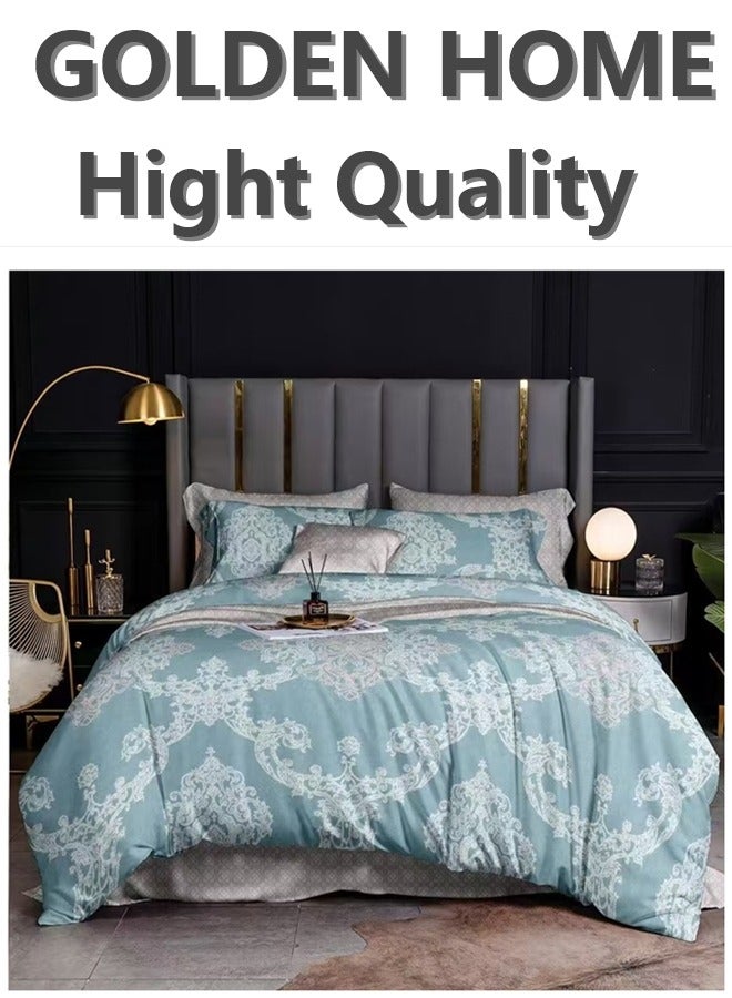GOLDEN HOME Anti-Allergy King Size Duvet Cover Set: 1 Hypoallergenic Duvet Cover, 4 Dust-Proof Pillow Covers, 1 Fitted Sheet