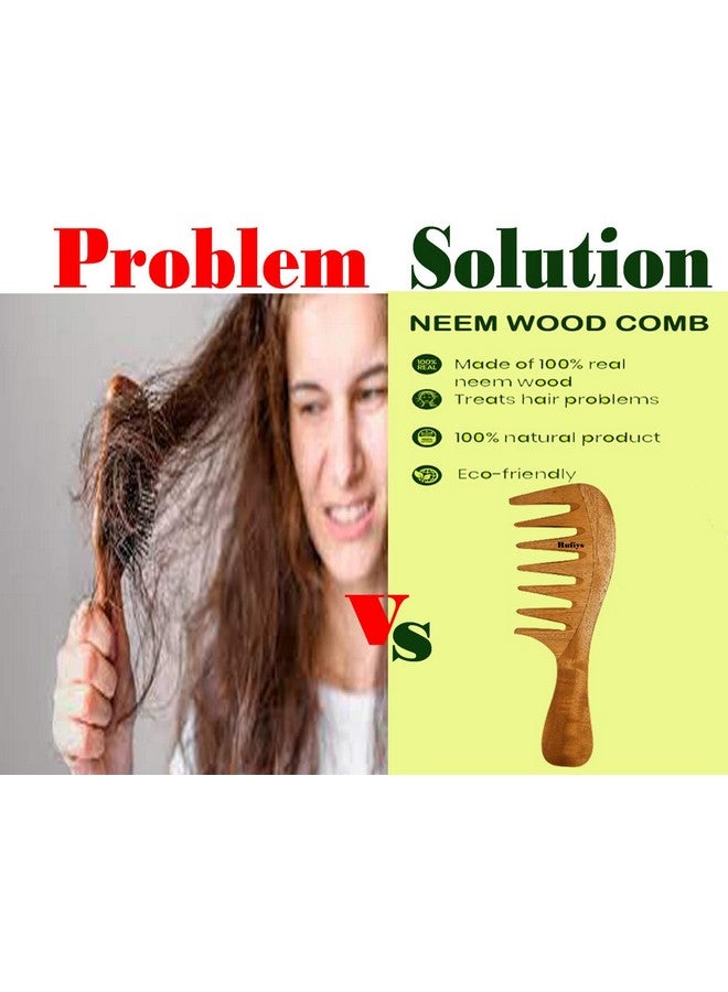 Rufiys Neem Wooden Comb Set | Wide Tooth Comb for Women & Men | Detangling | Anti Dandruff | Hair Growth Combo Pack - Image 3