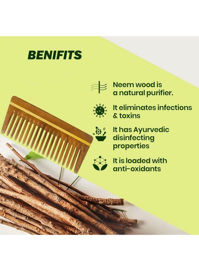 Rufiys Neem Wooden Comb Set | Wide Tooth Comb for Women & Men | Detangling | Anti Dandruff | Hair Growth Combo Pack - Image 4