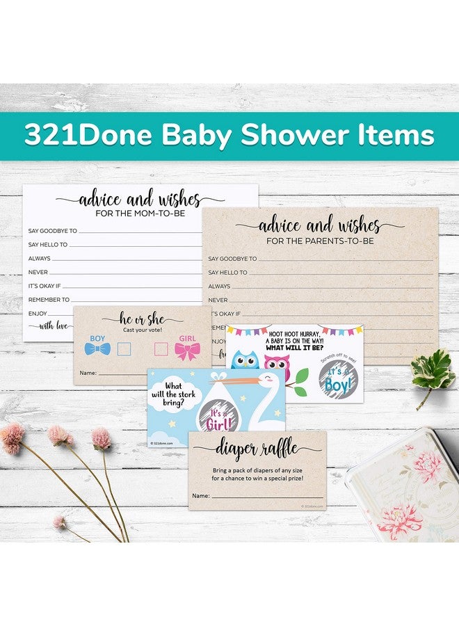 321Done Advice And Wishes For The New Baby (50 Cards) Baby Shower Game Advice Cards Rustic Kraft Tan Large 4X6 For Mommy Daddy Simple Elegant Made In Usa - Image 5