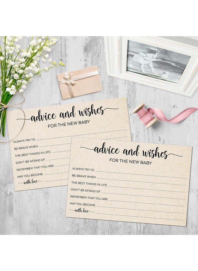 321Done Advice And Wishes For The New Baby (50 Cards) Baby Shower Game Advice Cards Rustic Kraft Tan Large 4X6 For Mommy Daddy Simple Elegant Made In Usa - Image 3