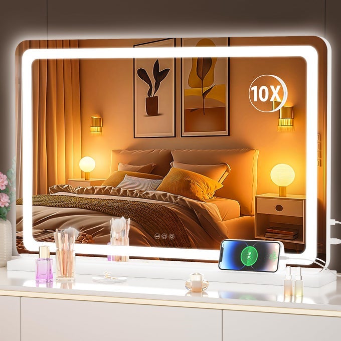 VANITY MIRROR WITH LIGHTS 315 X 20 LED MAKEUP MIRROR LIGHTED MAKEUP MIRROR WITH DIMMABLE 3 MODES TOUCH SCREEN CONTROL VANITY MIRROR ROUND WHITE
