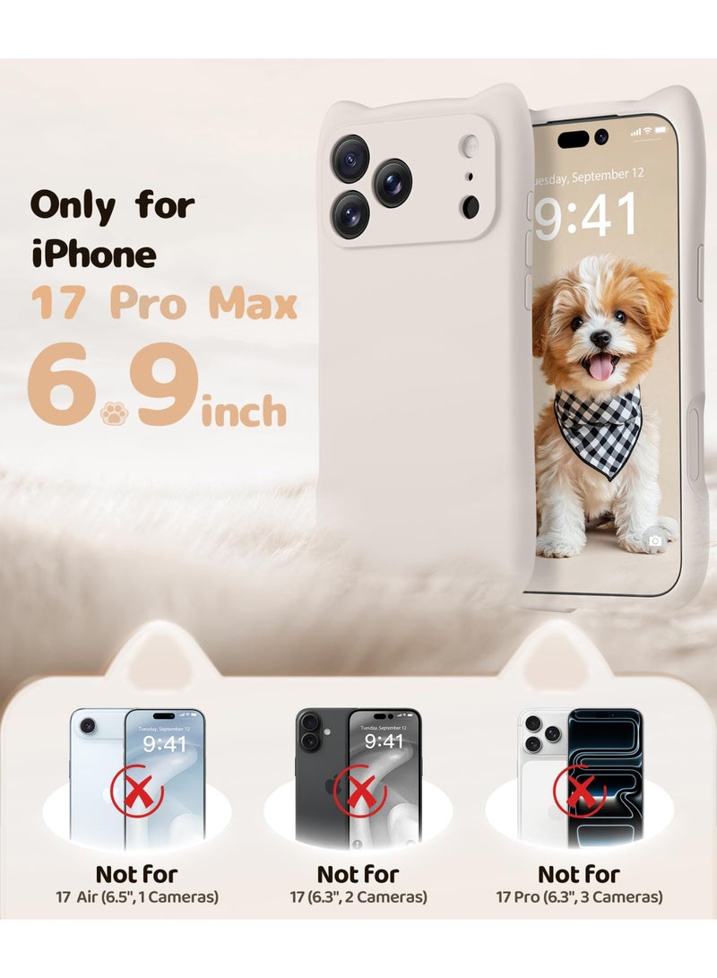 جولبينبوكس ChatGPT 说：  غطاء مغناطيسي لهاتف آيفون 17 برو ماكس، [متوافق مع ماج سيف] [حماية كاملة للكاميرا]، غطاء سيليكون سائل مع أذني قط لطيفتين، حماية كاملة للصدمات لكامل الجسم لهاتف 17 برو ماكس مقاس 6.9 بوصة، اللون حجري - Image 2