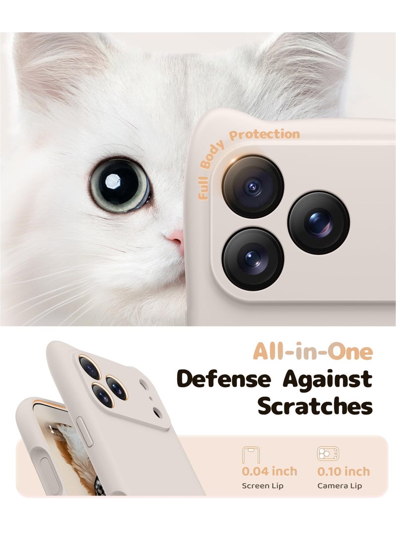 جولبينبوكس ChatGPT 说：  غطاء مغناطيسي لهاتف آيفون 17 برو ماكس، [متوافق مع ماج سيف] [حماية كاملة للكاميرا]، غطاء سيليكون سائل مع أذني قط لطيفتين، حماية كاملة للصدمات لكامل الجسم لهاتف 17 برو ماكس مقاس 6.9 بوصة، اللون حجري - Image 5