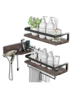XiuWoo Floating Shelves Wall Mounted Set, Wall Mounted Storage Shelves Bathroom Metal Wire Rustic Floating Shelf for Home  - Image 1