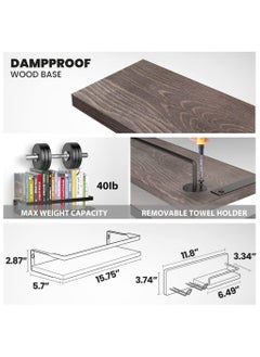 XiuWoo Floating Shelves Wall Mounted Set, Wall Mounted Storage Shelves Bathroom Metal Wire Rustic Floating Shelf for Home  - Image 2