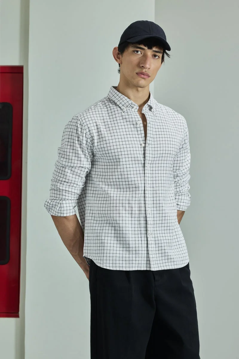 سنيتش قميص لاب كارز كاروهات مزيج الكتان بقصة عادية