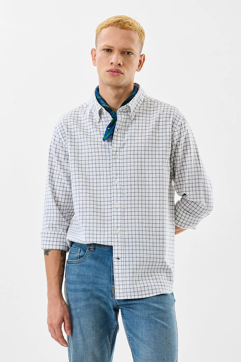 SNITCH Regular Fit Linen Blend Checks Core Lab Shirt