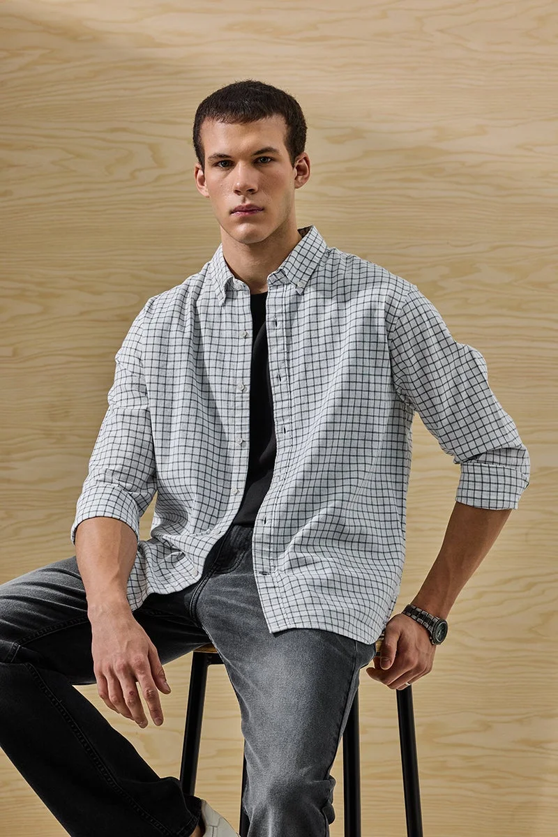 SNITCH Regular Fit Linen Blend Checks Core Lab Shirt