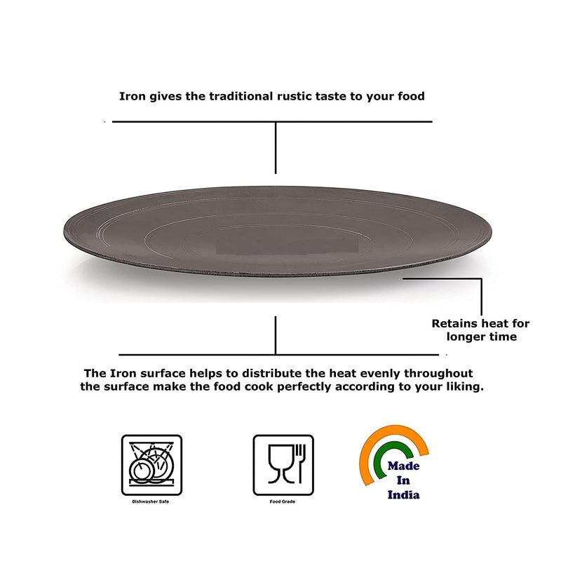 PGen Size 10 Inches Small Traditional Iron Desi TawaPan for Dosa Roti Chapati Bhakri for Home and Professional Use Roti Tawa Without Handle - Image 4