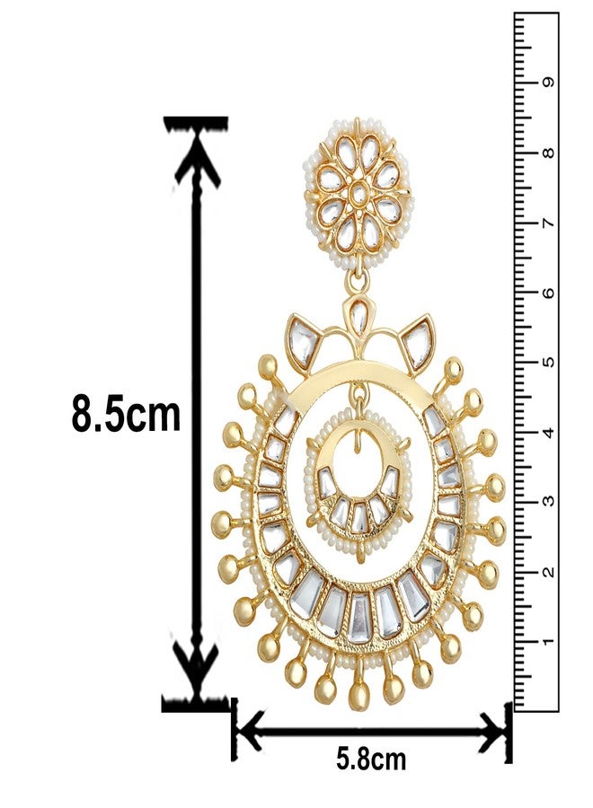 Mahi Traditional Floral Chandbali Dangler Earrings with Pearls, Beads and Crystals for Women (ER1109806G) - Image 4