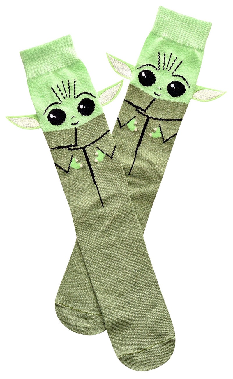 STAR WARS Men's Baby Yoda Full Character Cosplay Crew Socks with Embroidered Ears - Image 1