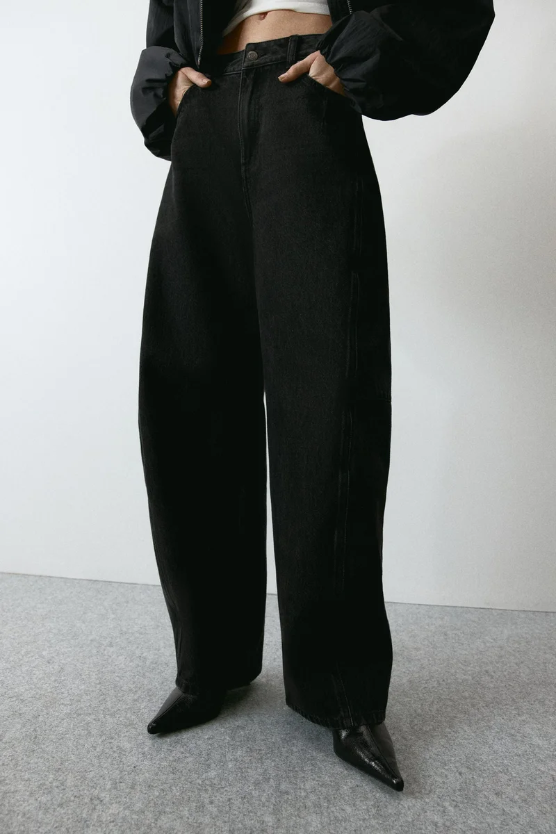 H&M  Barrel Leg High Waist Jeans for Women | Best Price UAE