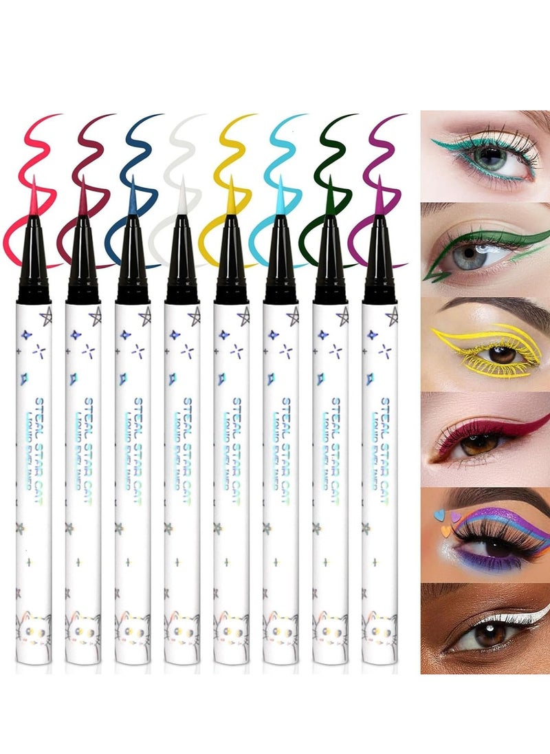 SYOSI 8 Colors Matte Liquid Eyeliner Set Colorful Smudge-proof Waterproof Pencil Makeup Colored Eyeliners Pen Gift  - Image 1
