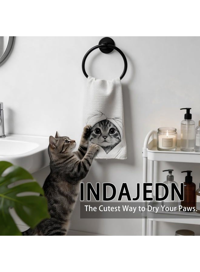 INDAJEDN Funny Cat Hand Towels, Cat Gifts for Women Cat Lovers, Cat Mom Gifts, Cat Lady Gifts, Cat Bathroom Hand Towels, Cute Hand Towels for Bathroom, Cat Bathroom Decor, 16x24 Inch - Image 2