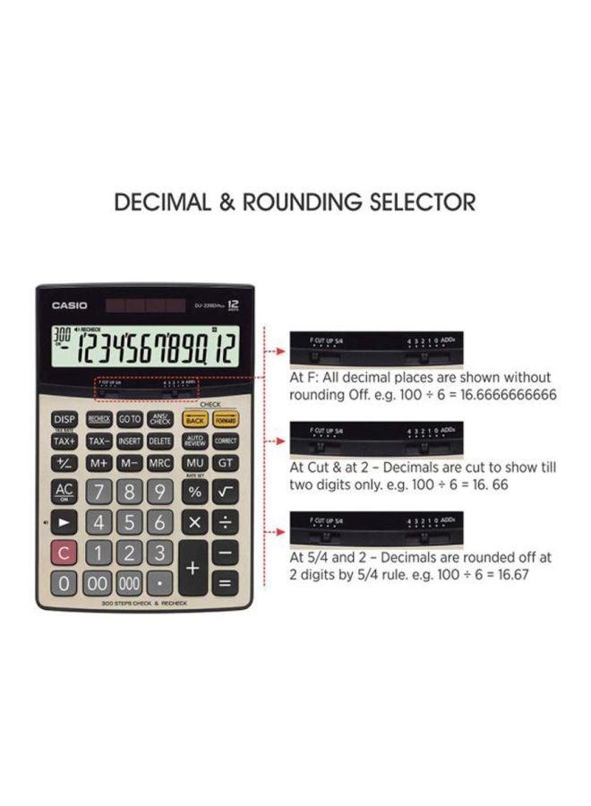 CASIO Dj220D Plus Desktop Calculator Grey/Black - Image 4