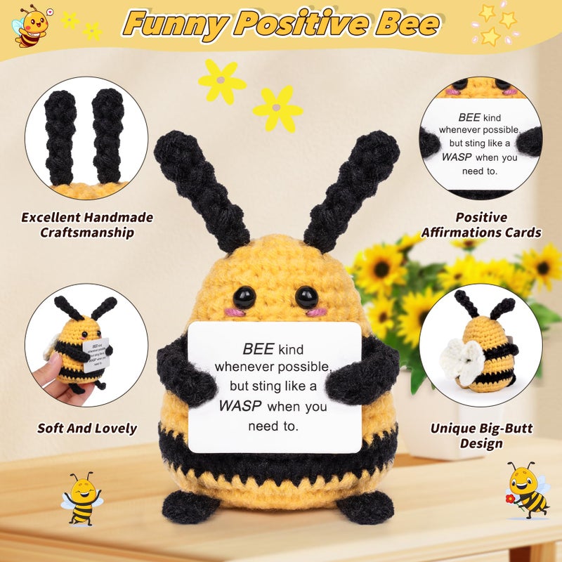 A AIFAMY Graduation Gifts, Positive Bee Funny Crochet Bee with Affirmation Cards - Inspirational Support Gift and Party Decor for Birthday Teacher Women Coworker Friends - Image 3