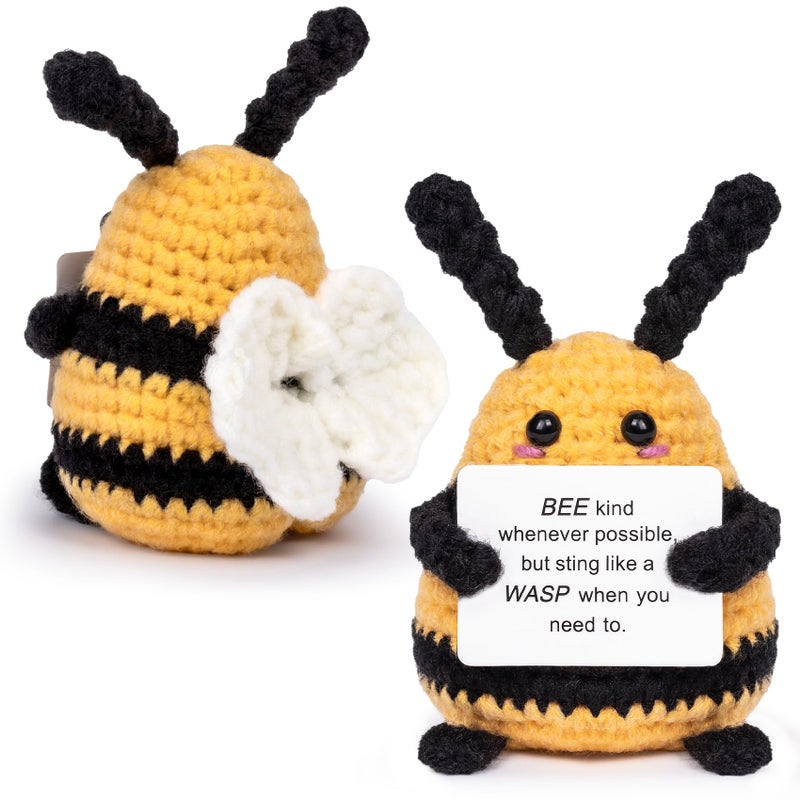 A AIFAMY Graduation Gifts, Positive Bee Funny Crochet Bee with Affirmation Cards - Inspirational Support Gift and Party Decor for Birthday Teacher Women Coworker Friends - Image 1