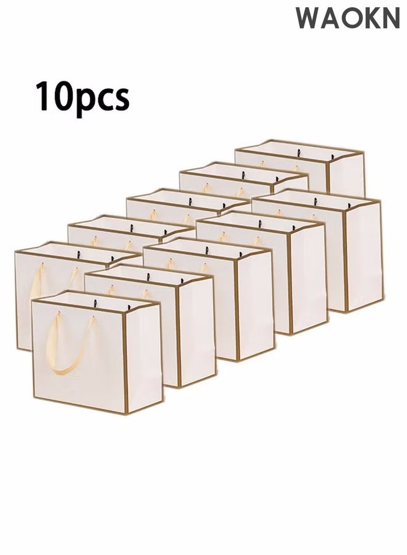 WAOKN 10 Pieces high-quality kraft Party Favor Bags,Shopping Bag,Party Bags For Kids, supplies Snack candy Gift Bag Food Bags,Bags For Birthday Wedding Celebrations Party Favors for birthday parties, bachelorettes, hen parties, weddings, bridal showers, Valentine’s Day, etc 27*21*9（White） - Image 1