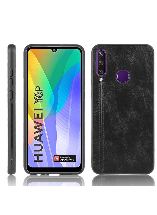 اس-توب جراب لهاتف Huawei Y6p مقاوم للصدمات بنمط جلد البقر المخيط من البولي كربونات + البولي يوريثان الحراري + جراب TPU - Image 1