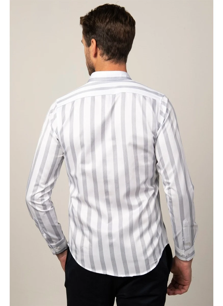 Tudors Slim Fit Printed Striped Patterned Men's Shirt