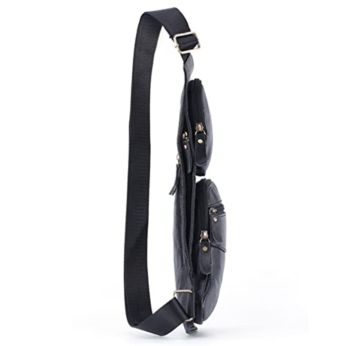 KPYWZER Vintage Leather Sling Bag Bags for Men Women Backpack Shoulder Messenger Crossbody Outdoor Travel Hiking Camping Tactical Chest Pack Daypack Black - Image 3