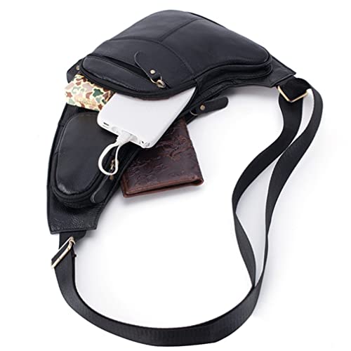 KPYWZER Vintage Leather Sling Bag Bags for Men Women Backpack Shoulder Messenger Crossbody Outdoor Travel Hiking Camping Tactical Chest Pack Daypack Black - Image 5