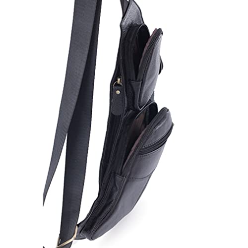KPYWZER Vintage Leather Sling Bag Bags for Men Women Backpack Shoulder Messenger Crossbody Outdoor Travel Hiking Camping Tactical Chest Pack Daypack Black - Image 4