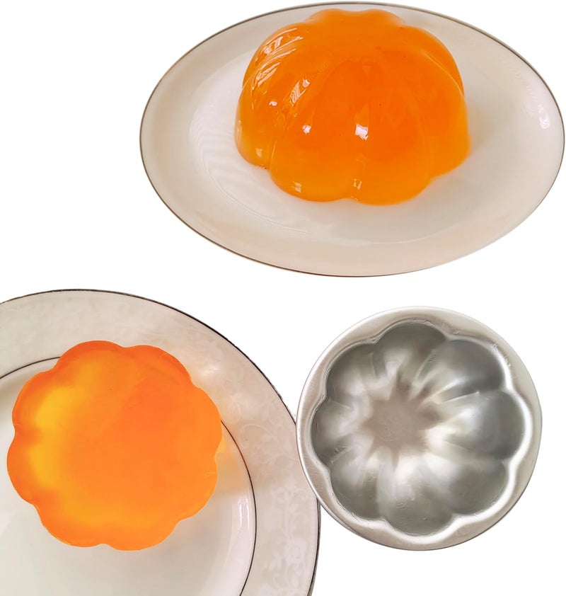 Heluok Aluminum Alloy Half Ball Pumpkin Tart Pan, Deep Tart Tins Jelly Mold, Muffin Cups Flower Shape for Cake, Tartlets, Brownies, Popover, Quiches - 6PCS - Image 3