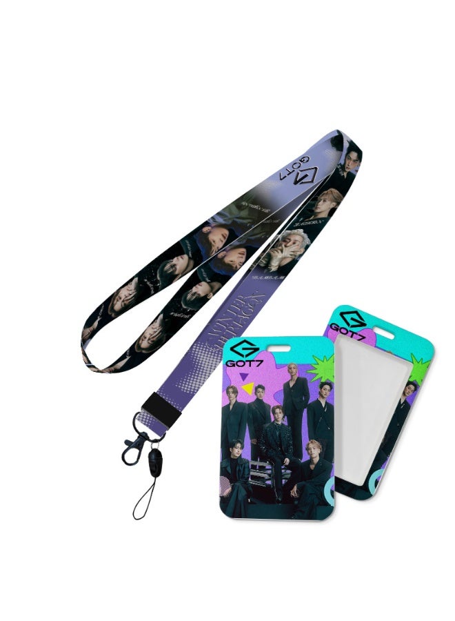NIBEMINENT 1 - Piece GOT7 Kpop Photo Card Holder Pendant Key Chain ID Badge Holder ID Card Holder Photo Card Protector for School ID Office ID Access Card for Women Girls