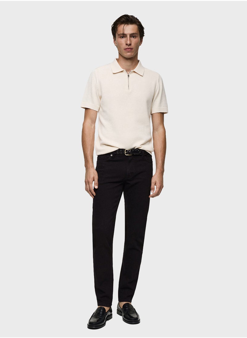 Mango Man - Casual Sim Fit Mid Wash Jeans - Image 1