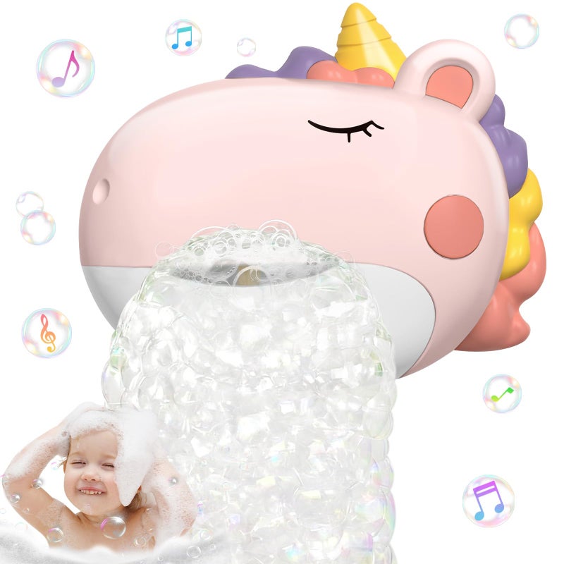 Infowush Baby Bath Toys Unicorn Bath Bubble Machine Toddler Bath Toys for Kids Ages 13 48 Interactive Bathtub Shower Water Toys Bubble Maker with Music Christmas Birthday Gifts for Boys Girls - Image 3