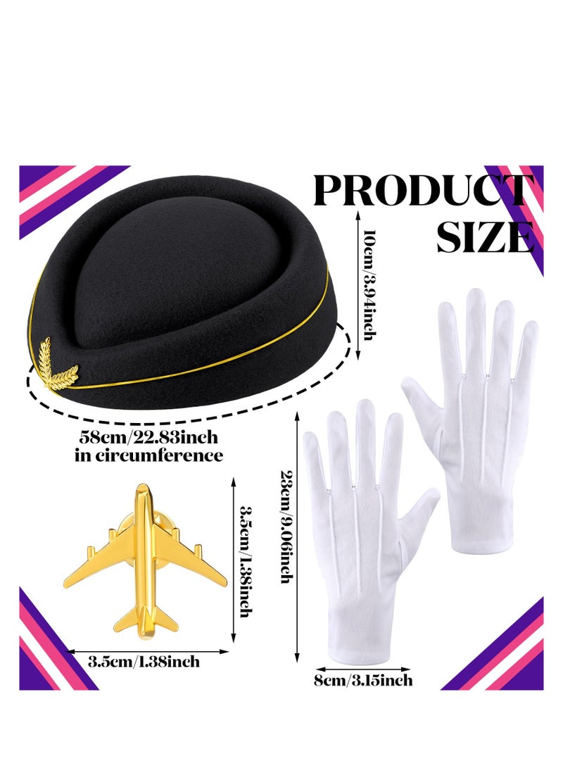SOLARAE 7 Pcs Women's Flight Attendant Costume Accessories, Stylish Stewardess Outfits Flight Attendant Hat Sunglasses Scarf Gloves, Ideal for Makeup Party, Drama Performance, Birthday Party - Image 3