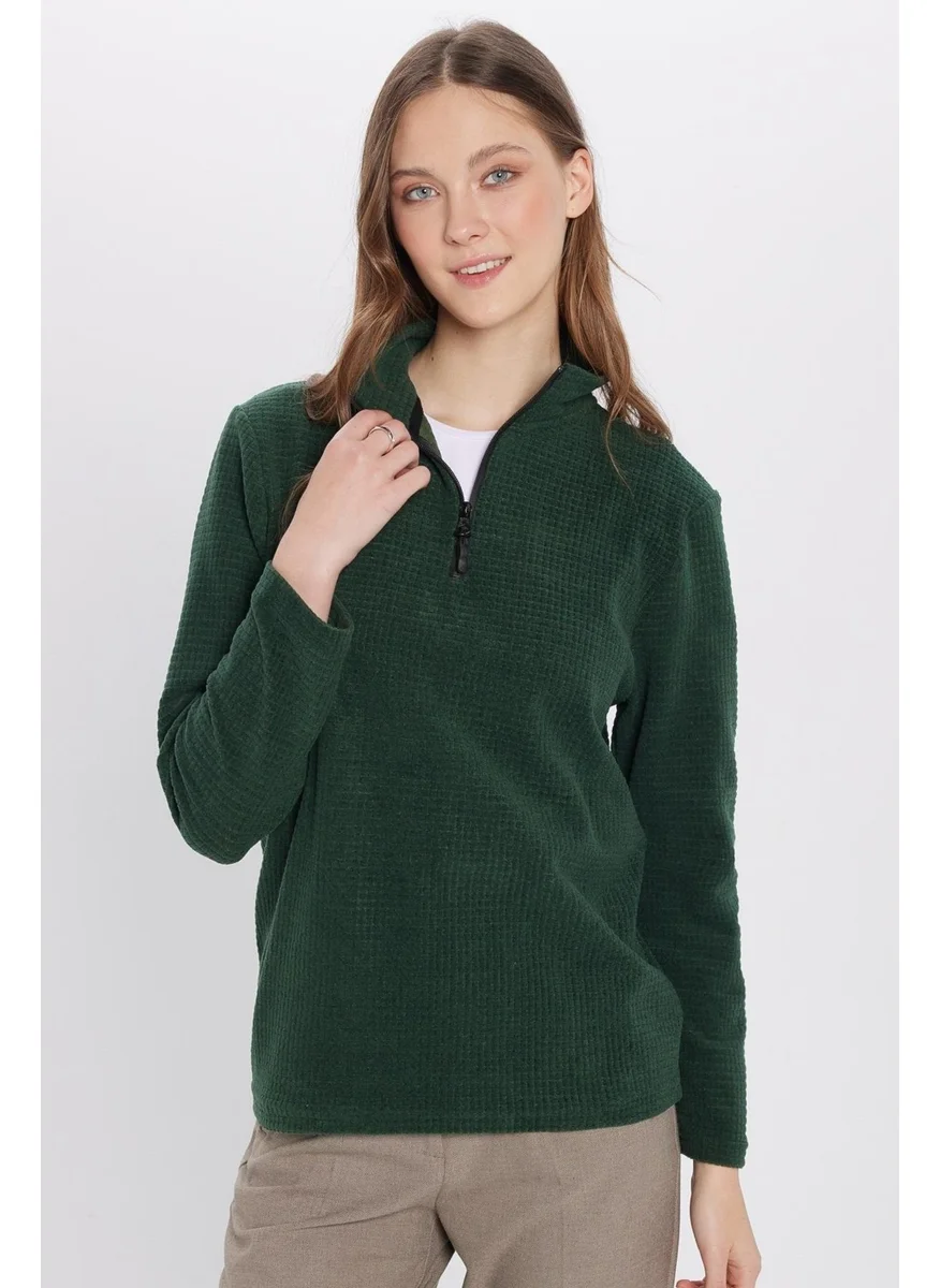 Tudors Unisex Standard Fit Relaxed Cut Non-Pilling Cold Proof Standing Collar Khaki Fleece Sweatshirt