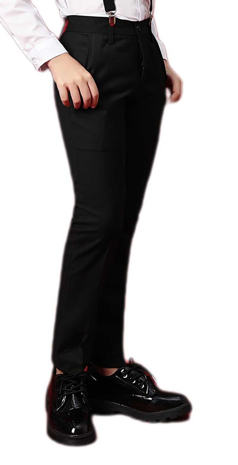 Yanlu Toddler Boys Black Pants Kids Formal Dress Slacks Slim Fit School Uniform Pants Suits for Wedding Party Little Kids Tuxedo Trousers Size 6 - Image 5